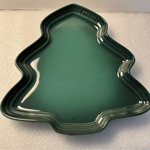 Le Creuset Christmas Tree platter dark green Noel Collection 10”